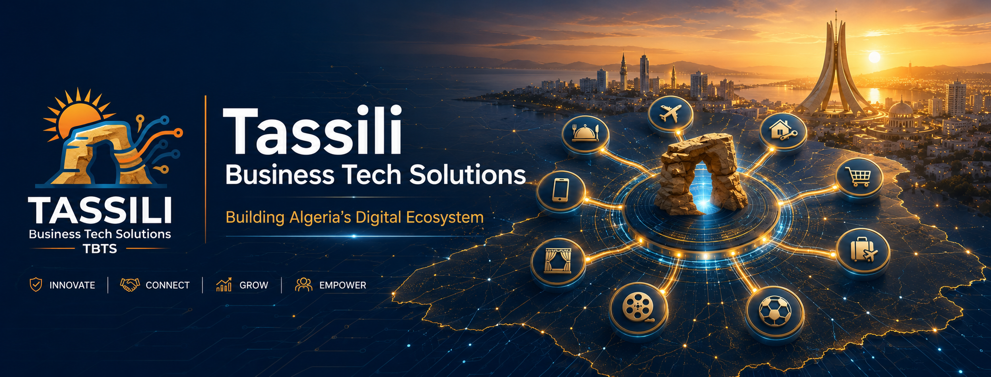 Tassili Business Tech Solutions banner showing Algeria's digital ecosystem